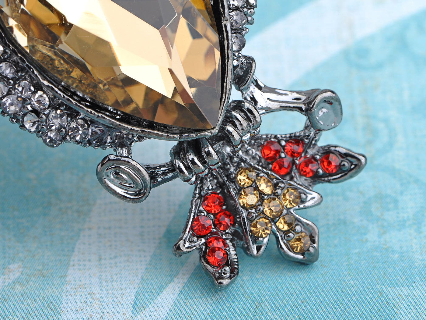 Nickel Multicolored Owl Bird Feathers Brooch Pin