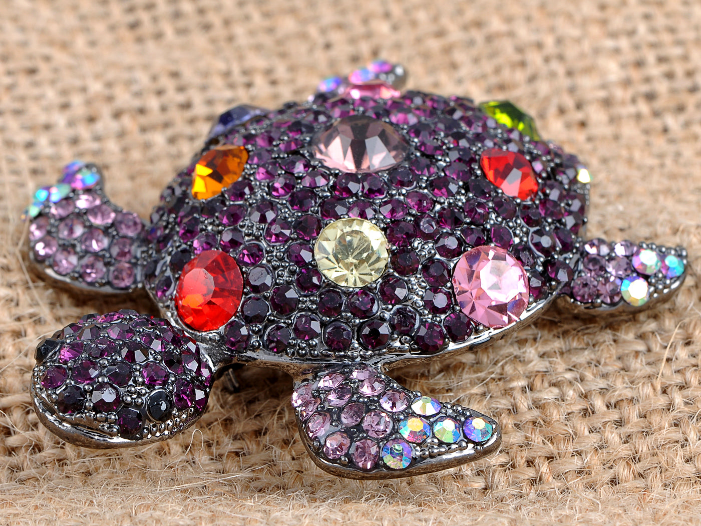Nickel Purple Colorful Sea Turtle Tortoise Shell Brooch Pin