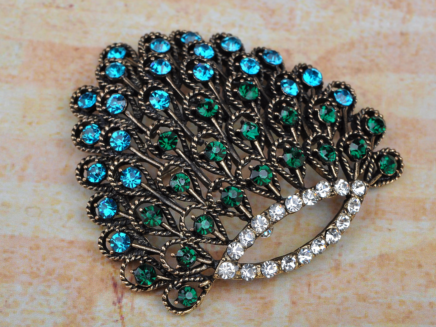 Antique Abalone Female Peacock Pin Brooch