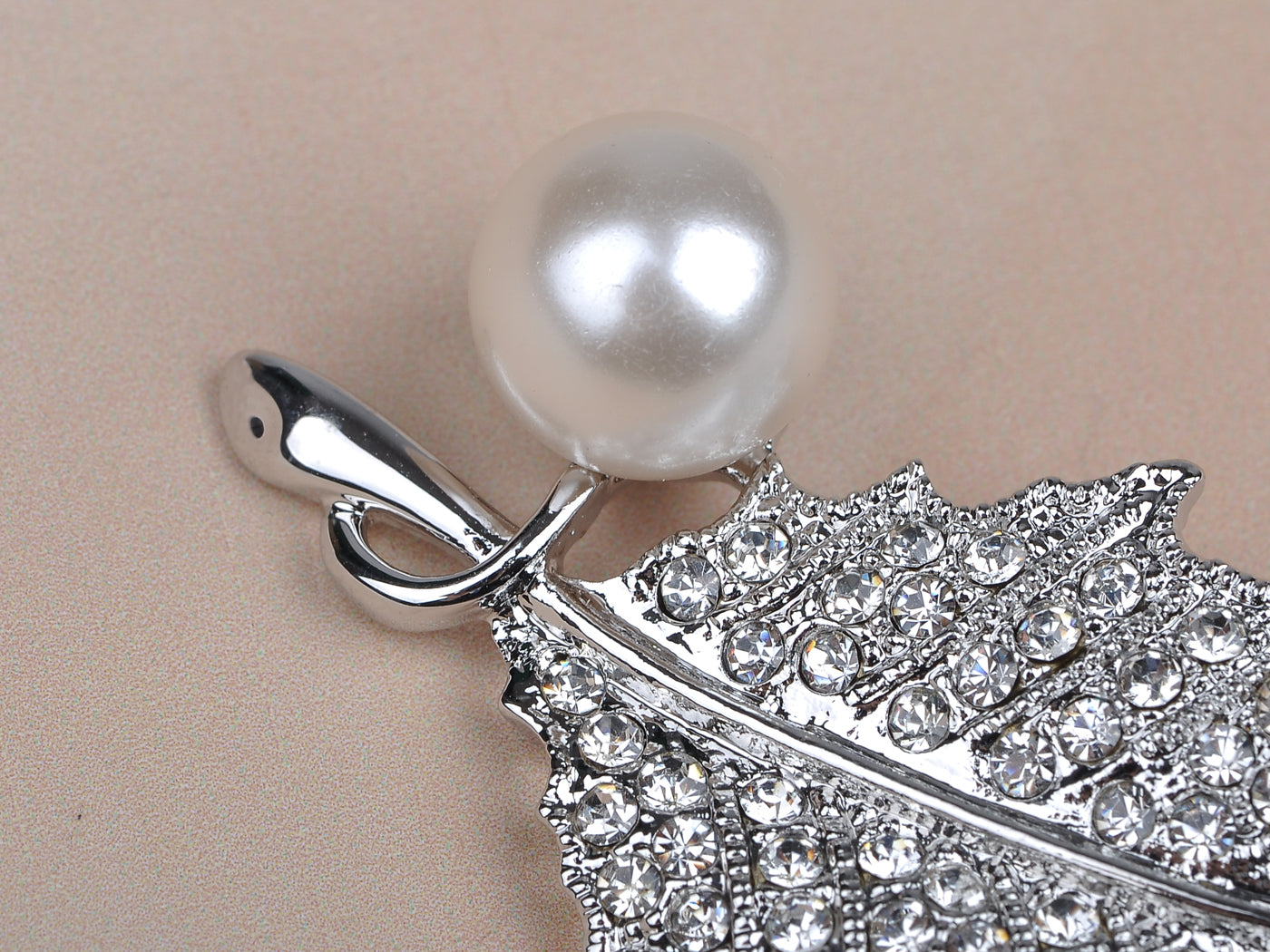 Studded Pearl Leaflet Petal Pin Brooch