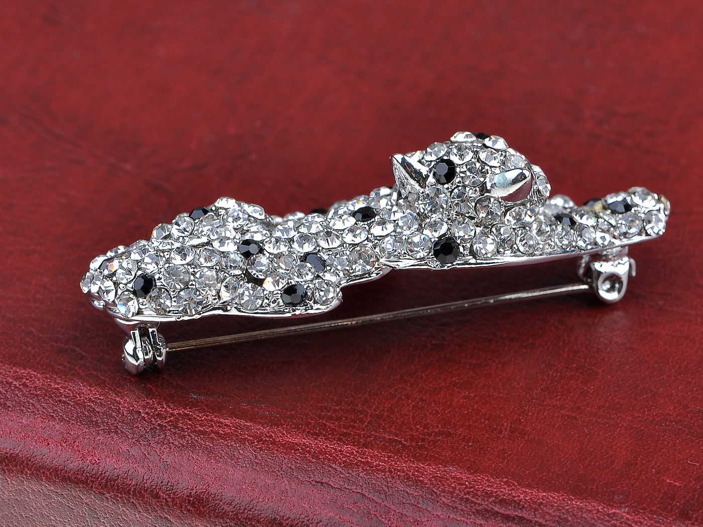Silver Panther Leopard Lapel Brooch Pin - ALILANG.COM