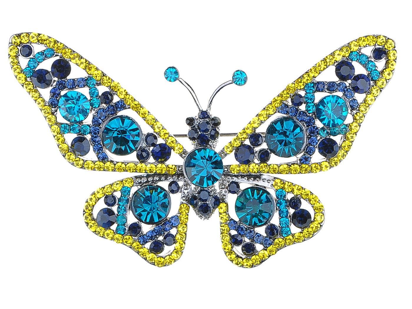 Blue Topaz Butterfly Insect Brooch Pin