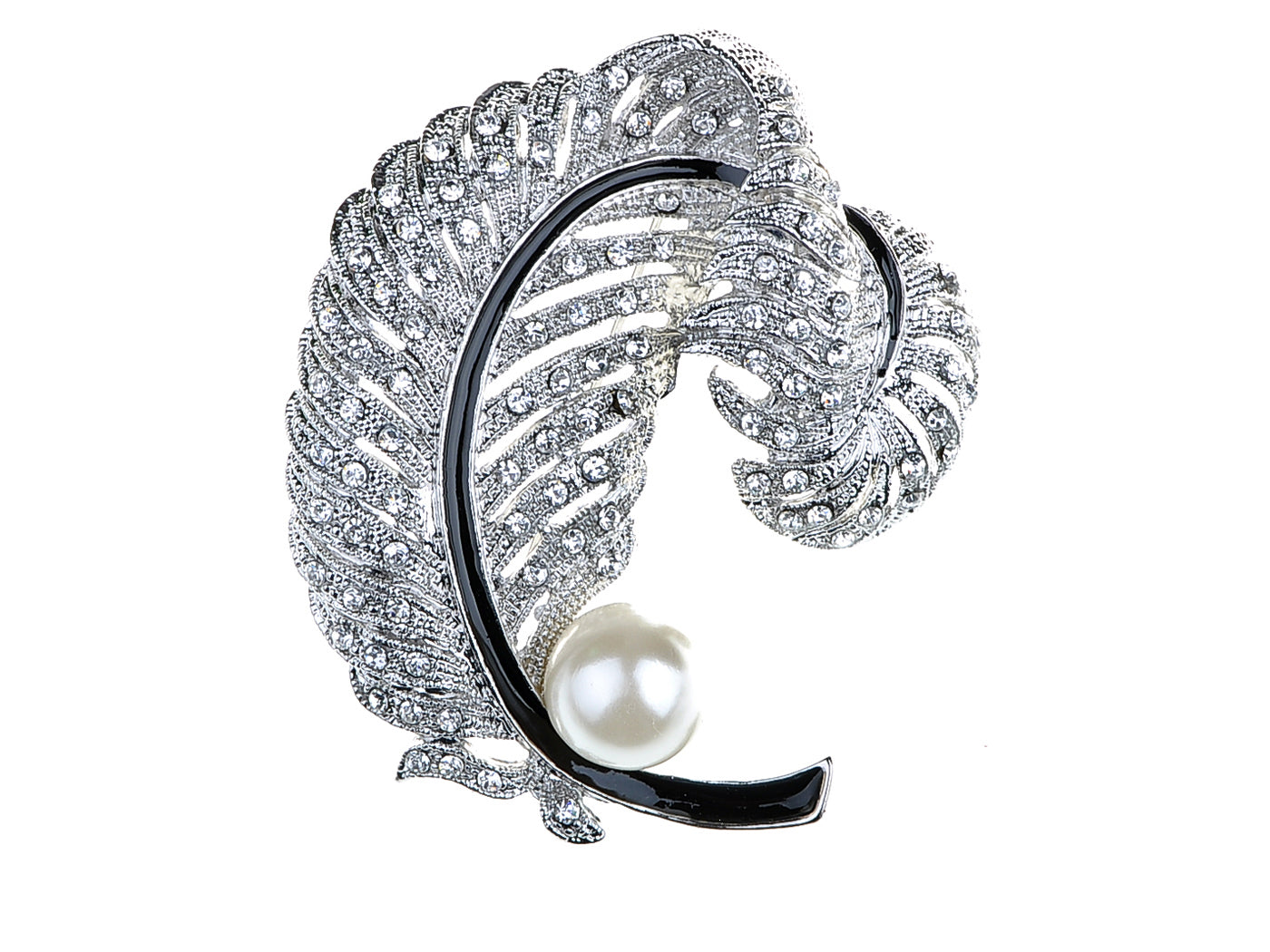 Colored Pearl Feather Brooch Pin