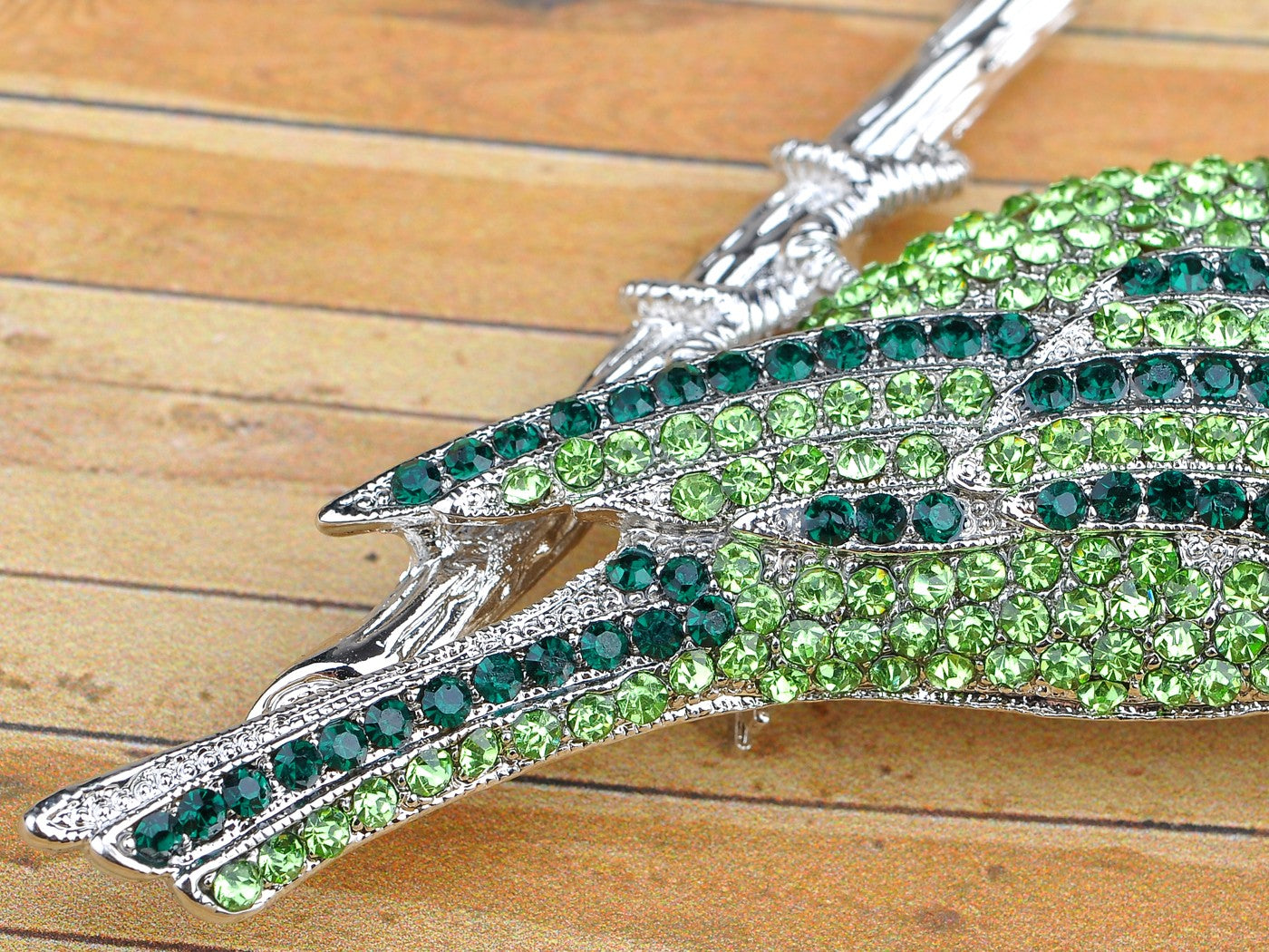 Shine Emerald Green Bird Branch Brooch Pin Pendent