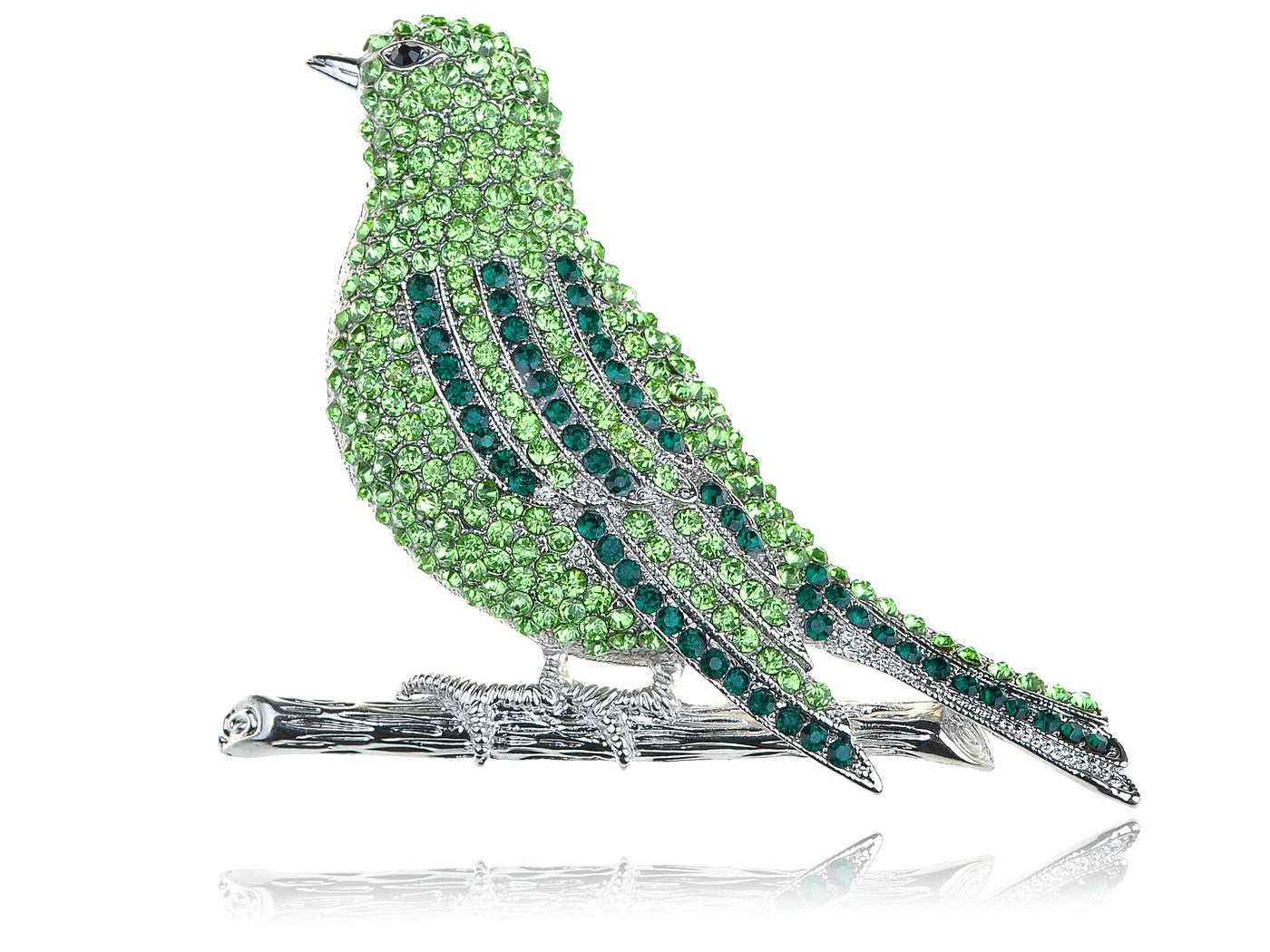 Shine Emerald Green Bird Branch Brooch Pin Pendent