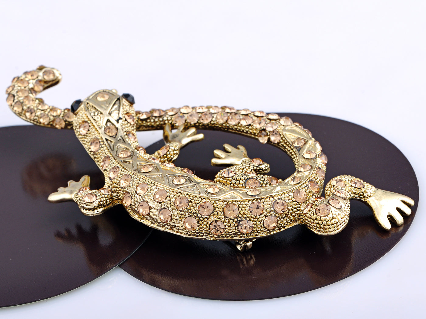 Light Topaz Colored Long Tail Lizard Gecko Brooch Pin