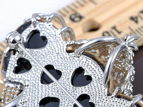 Antique Bronze Lucky African Elephant Head Brooch Pin With Dark Topaz - ALILANG.COM