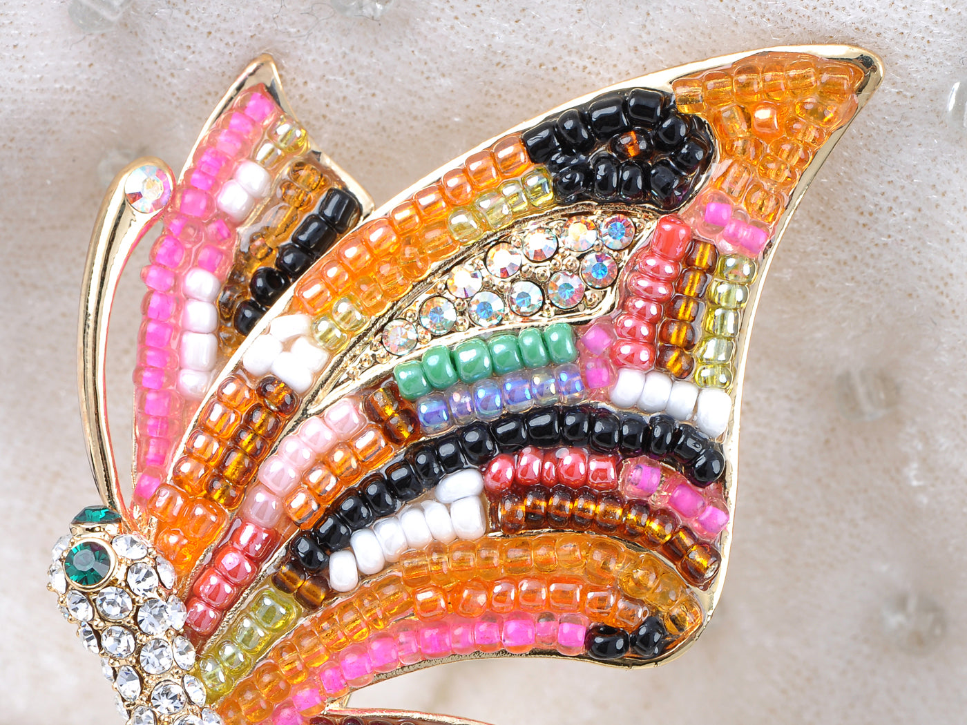 Elements Multi Coloured Beaded Ab Accent Butterfly Pin Brooch