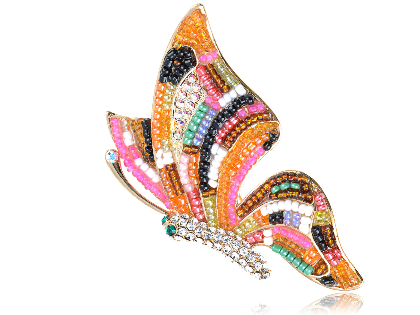 Elements Multi Coloured Beaded Ab Accent Butterfly Pin Brooch