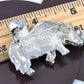 Pearlescent Cream Blue Grey Rhino Horn Saddle Brooch Pin
