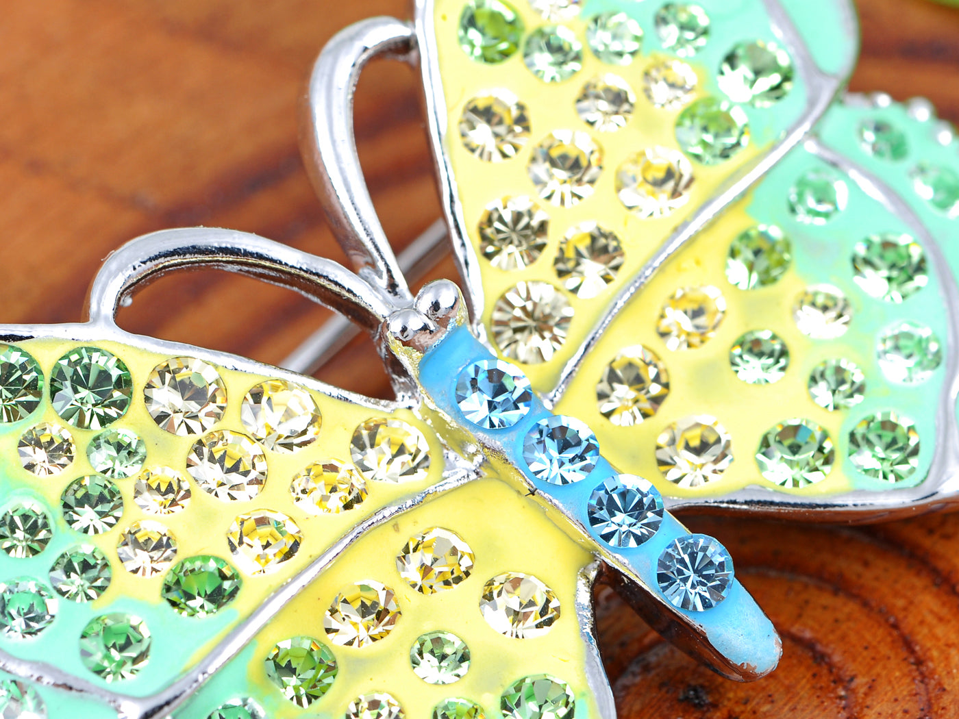 Elements Green Yellow Majestic Jewelry Butterfly Pin Brooch