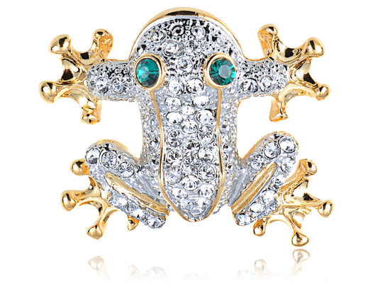 Elements Happy Frog Prince Emerald Eye Pin Brooch