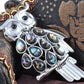 Abalone Shell Feather Chest Wings Owl Black Pin Brooch