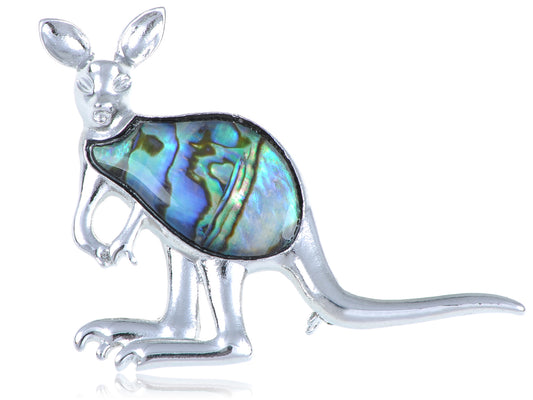 Abalone Colored Kangaroo Joey Brooch Pin