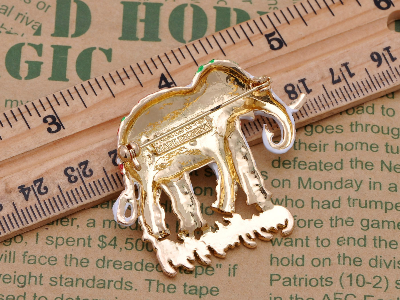 Ivory Colored Feet Sparkling Eyes Gentle Thailand Elephant Brooch