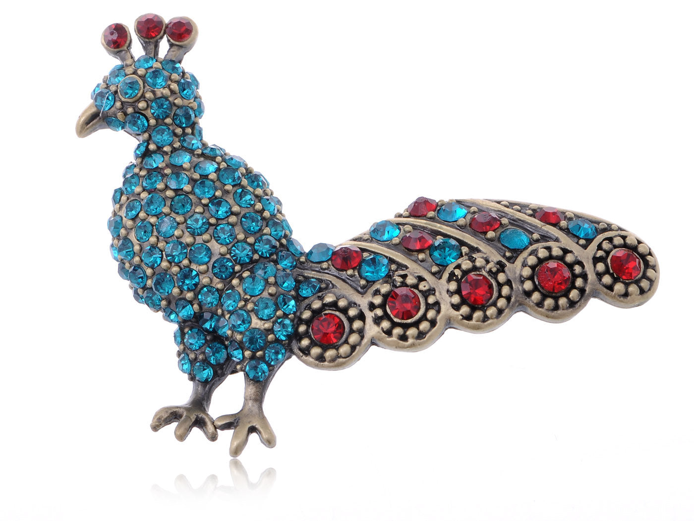 Gold Multicolored Peacock Bird Brooch Pin