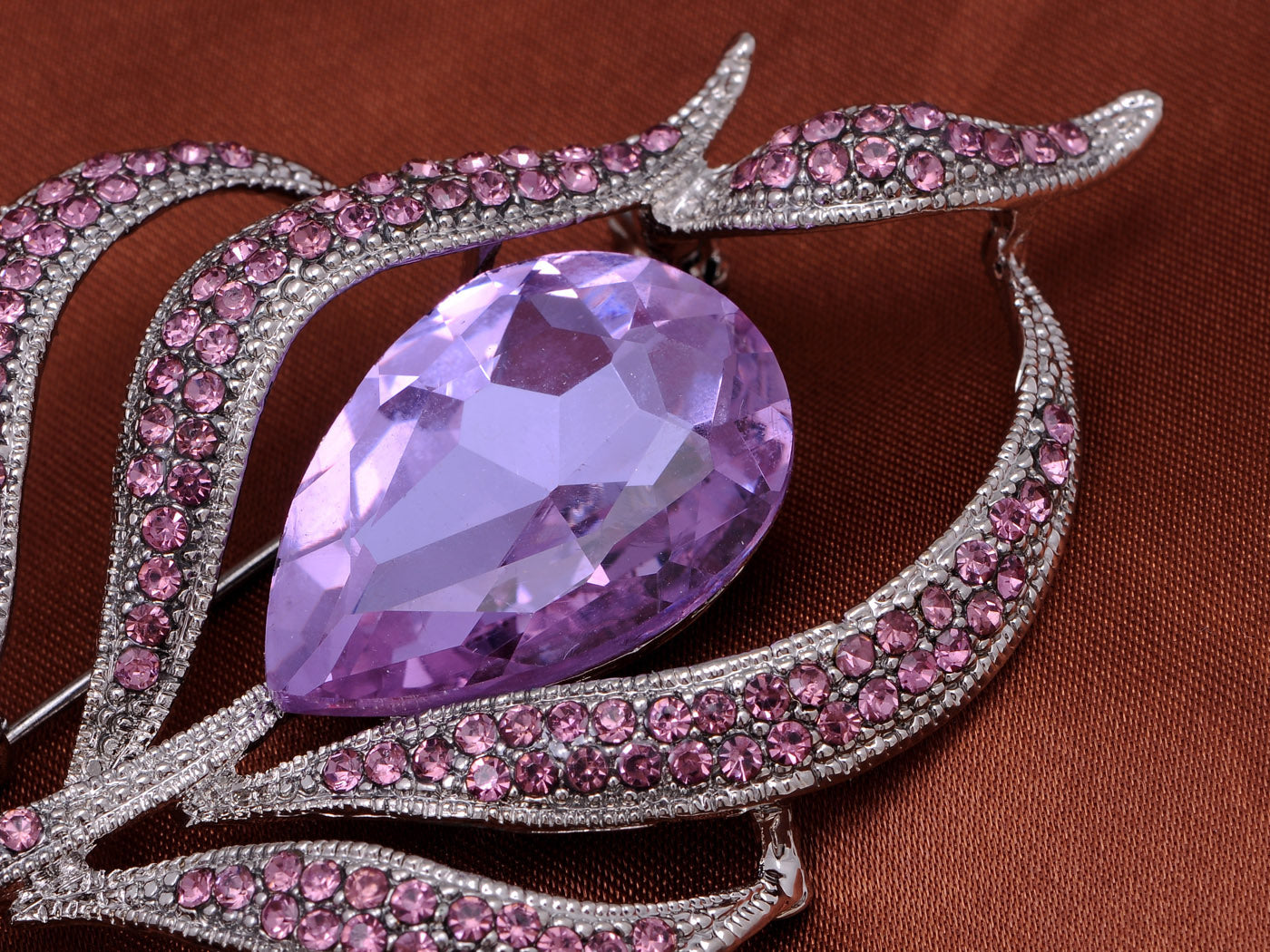 Antique Amethyst Color Center Flower Pin Brooch