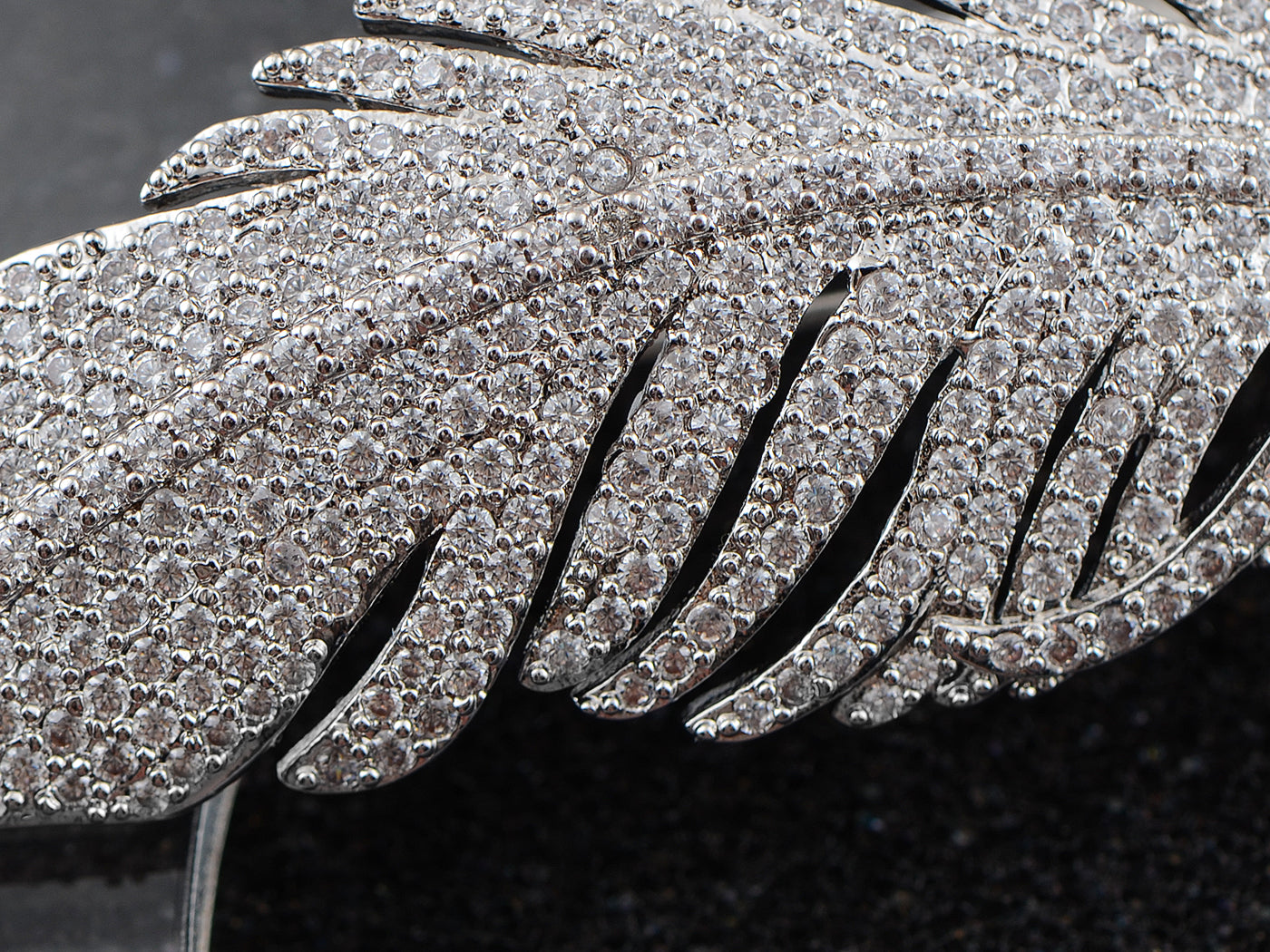 Silver Zirconia Cubic Copper Plated Wedding Leaf Pin Brooch