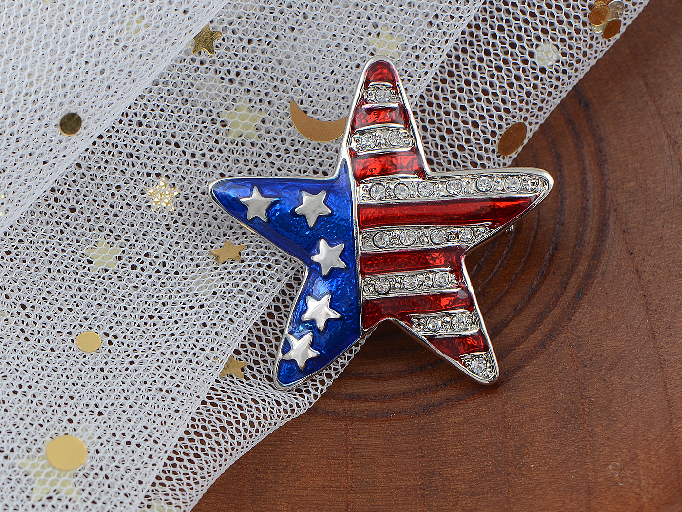 4th Of July American USA Flag Pin Brooch