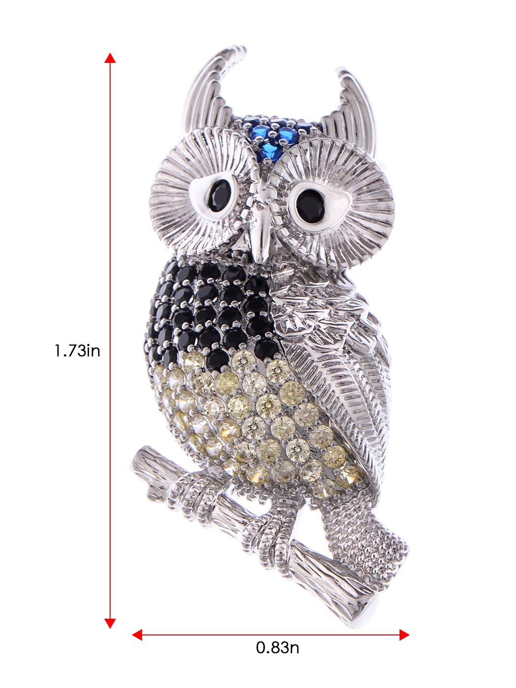 Stunning Captivating Topaz Big Eyed Owl Bird Pin Brooch