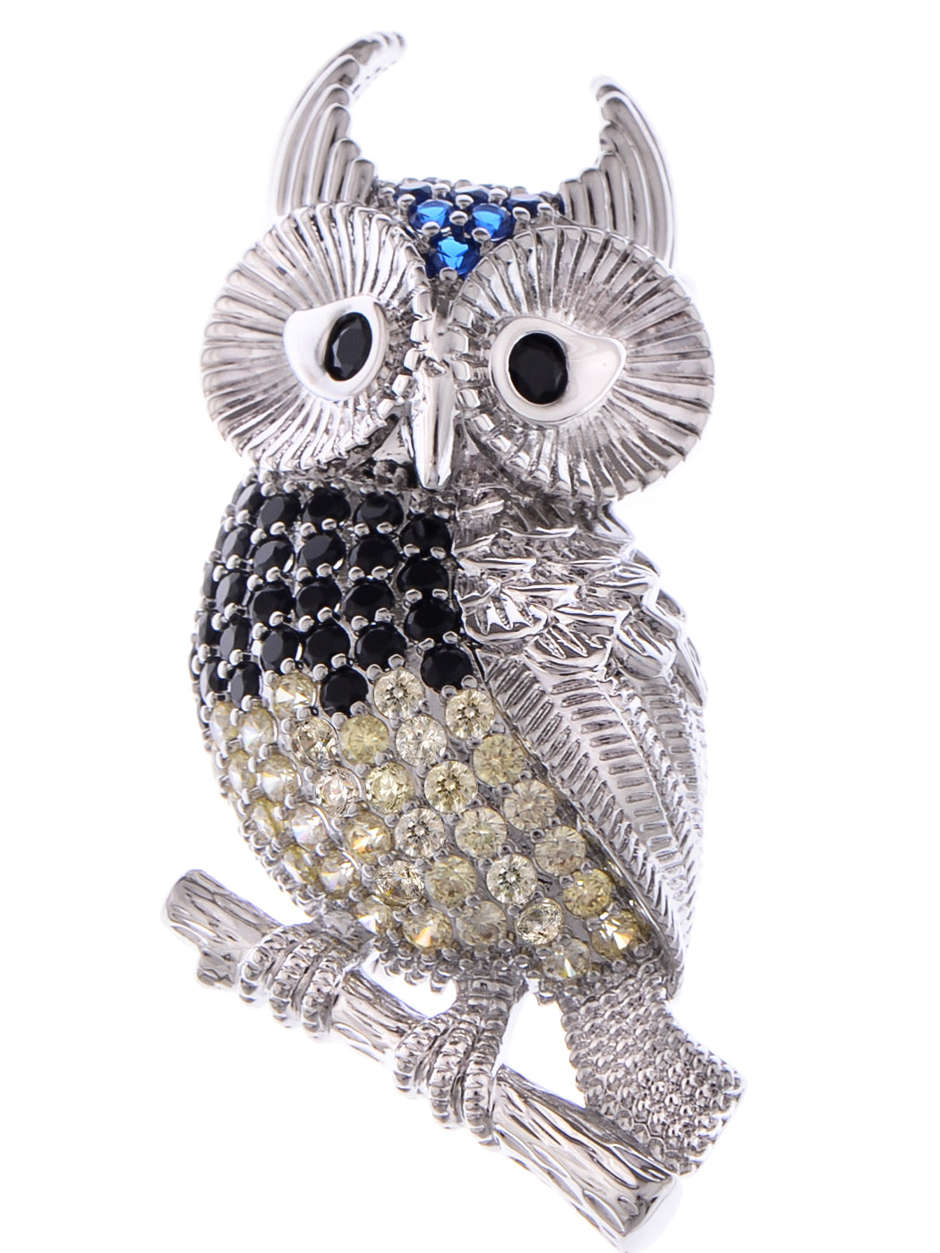 Stunning Captivating Topaz Big Eyed Owl Bird Pin Brooch