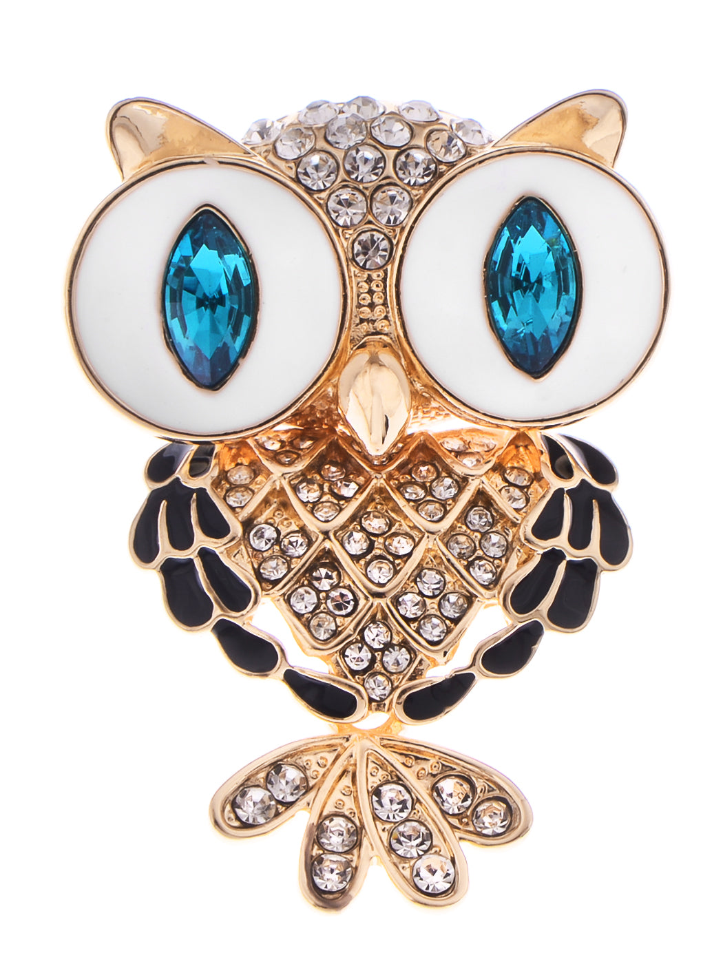 Stunning Captivating Topaz Big Eyed Owl Bird Pin Brooch