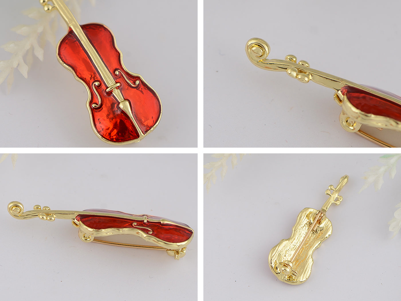Colored Acoustic Guitar Brooch Pin