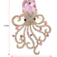 Swarovski Crystal Indian Red Pink Opal Eyes Octopus Bridal Pin Brooch
