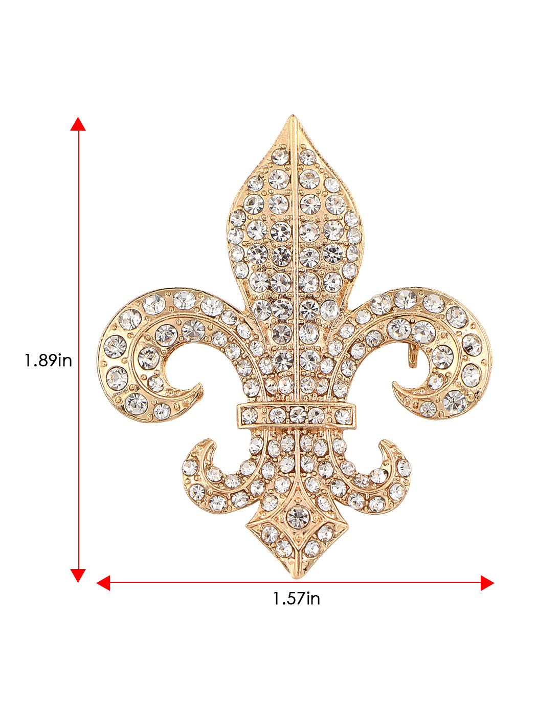 Alilang Golden Tone Sparkly Clear Crystal Rhinestones Royal Fleur De Lis Lily Brooch Pin