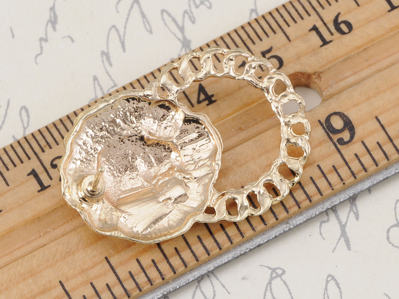 Venetian Etched Lion King Heads Chain Hoop Stud Dangle Earrings