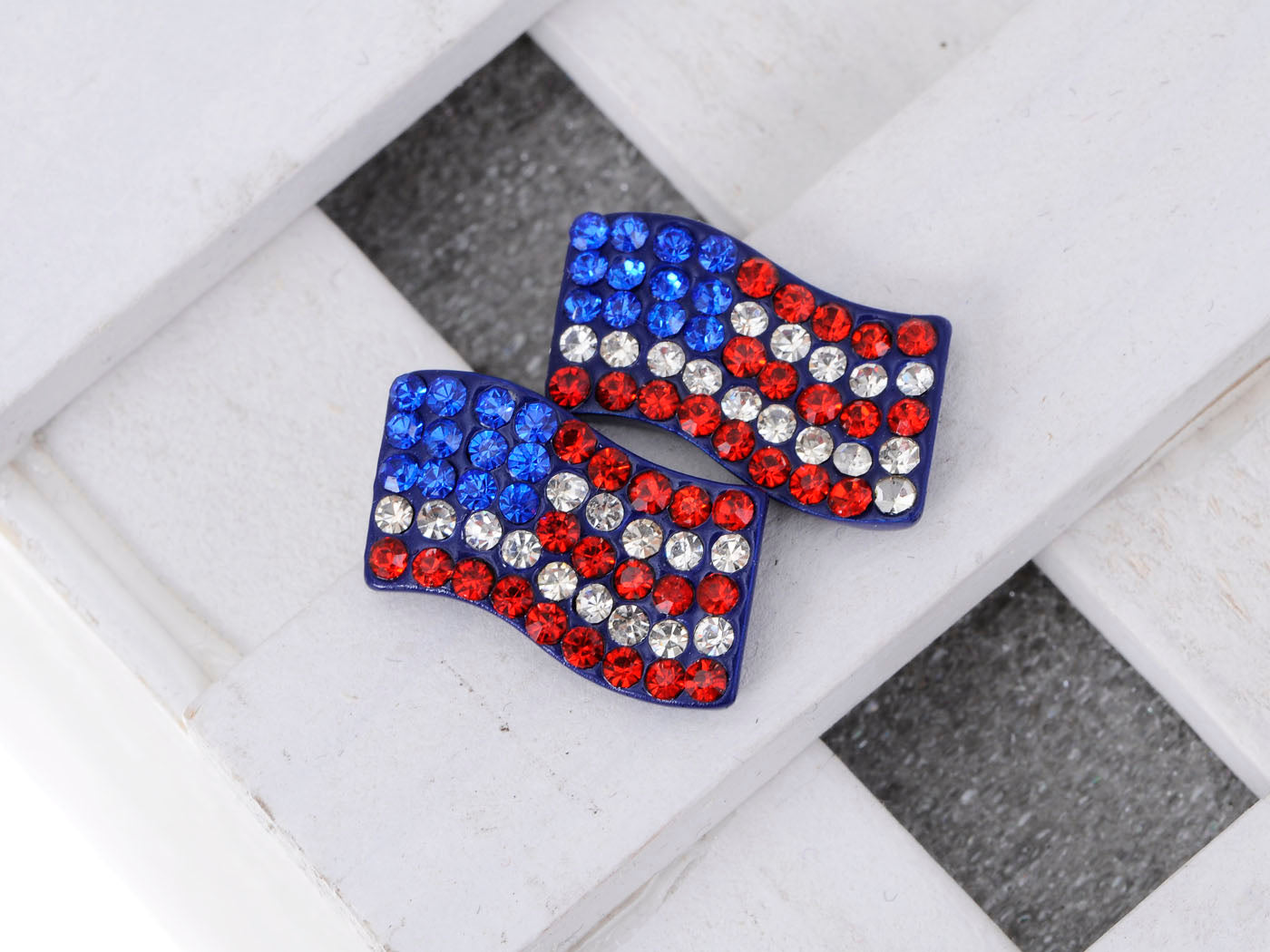 Patriotic USA American Flag 4th Of July Red White And Blue Stud Earrings