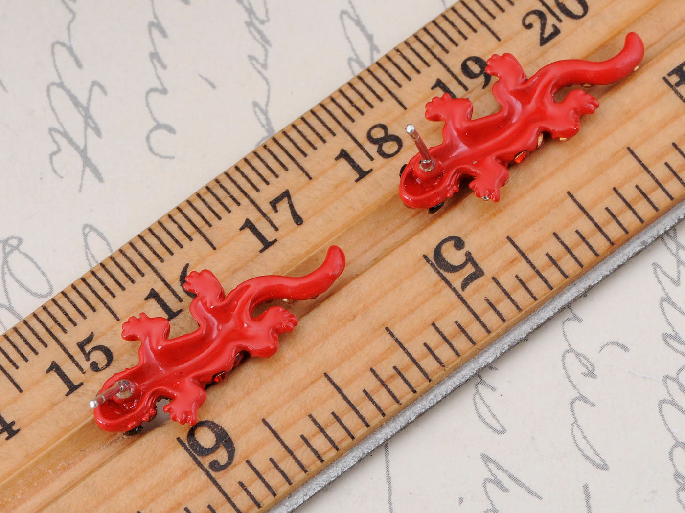 Hot Red Desert Salamander Lizard Stud Earrings