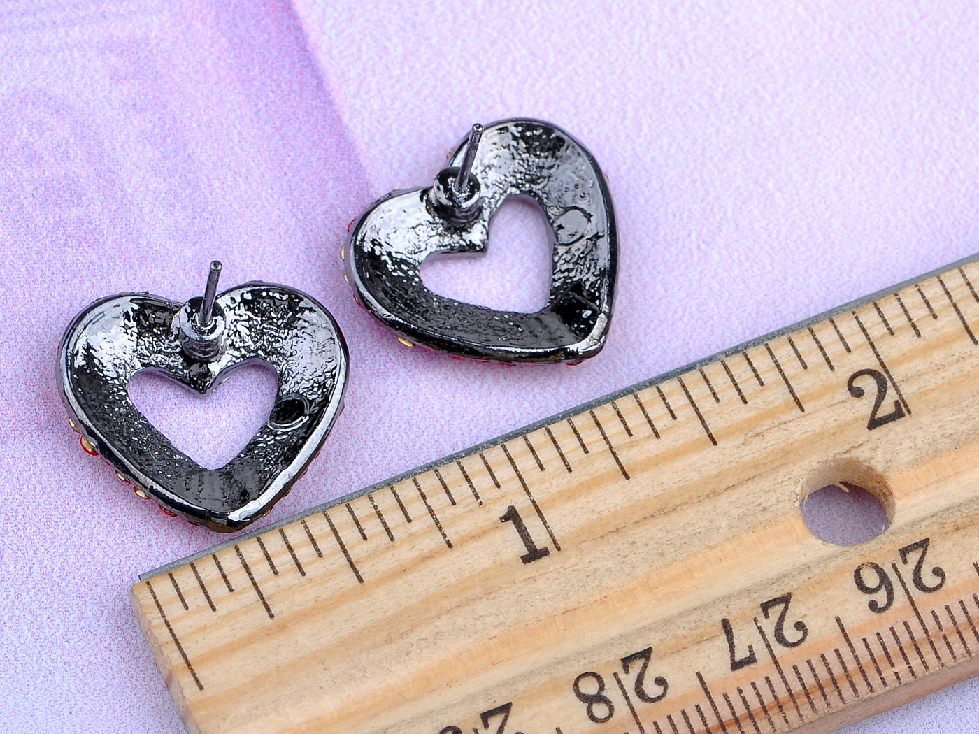 Gun Red Romantic Valentines Day Heart Stud Earrings