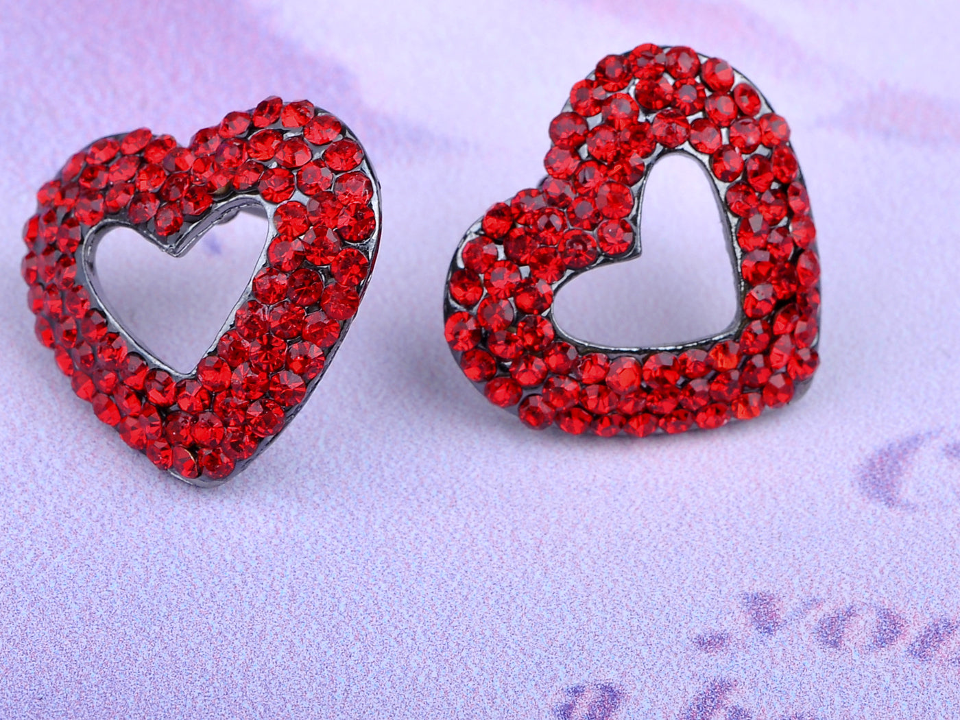 Gun Red Romantic Valentines Day Heart Stud Earrings