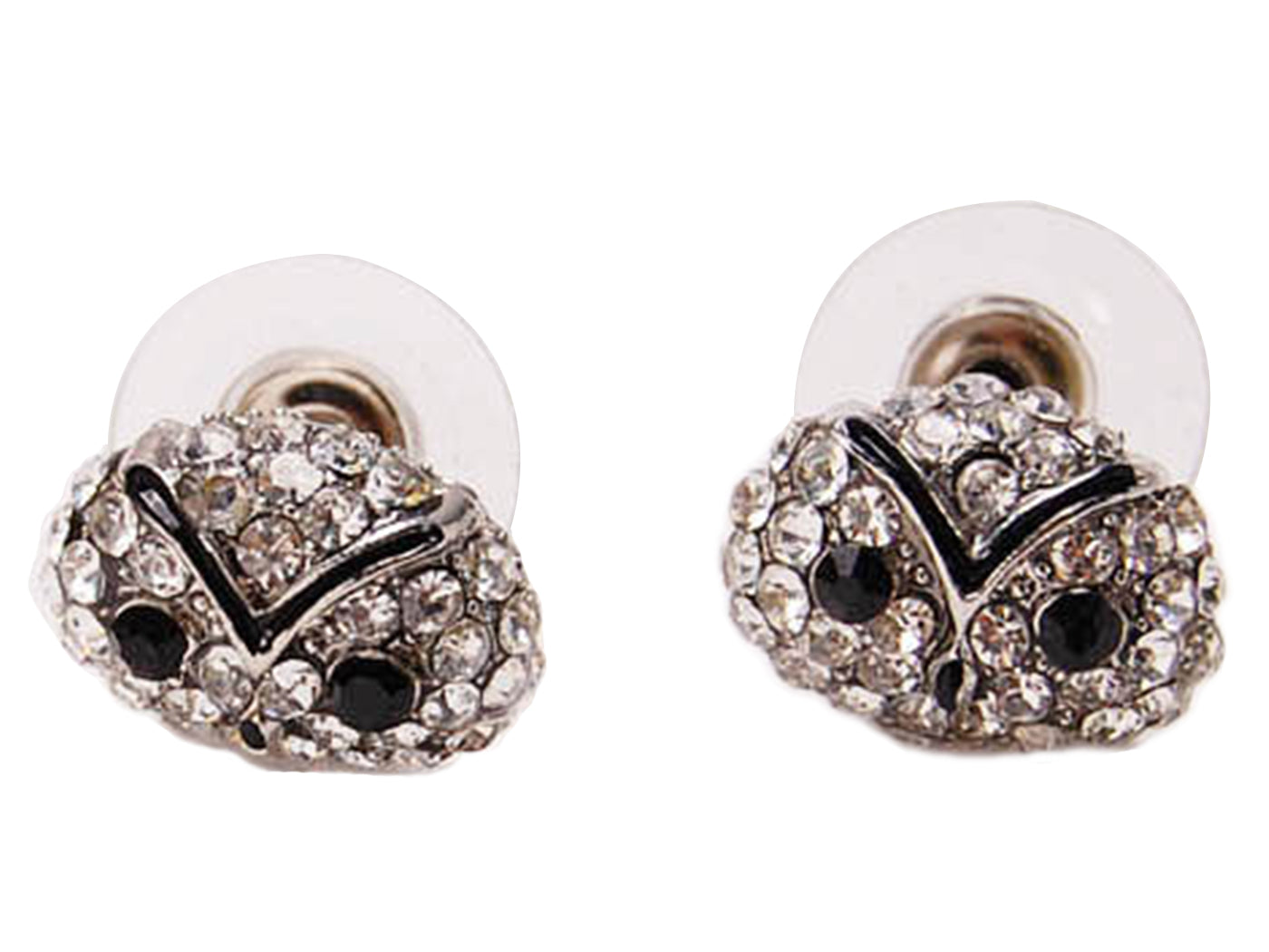 Ice Bling Hooter Owl Bird Round Head Czech Stud Earrings