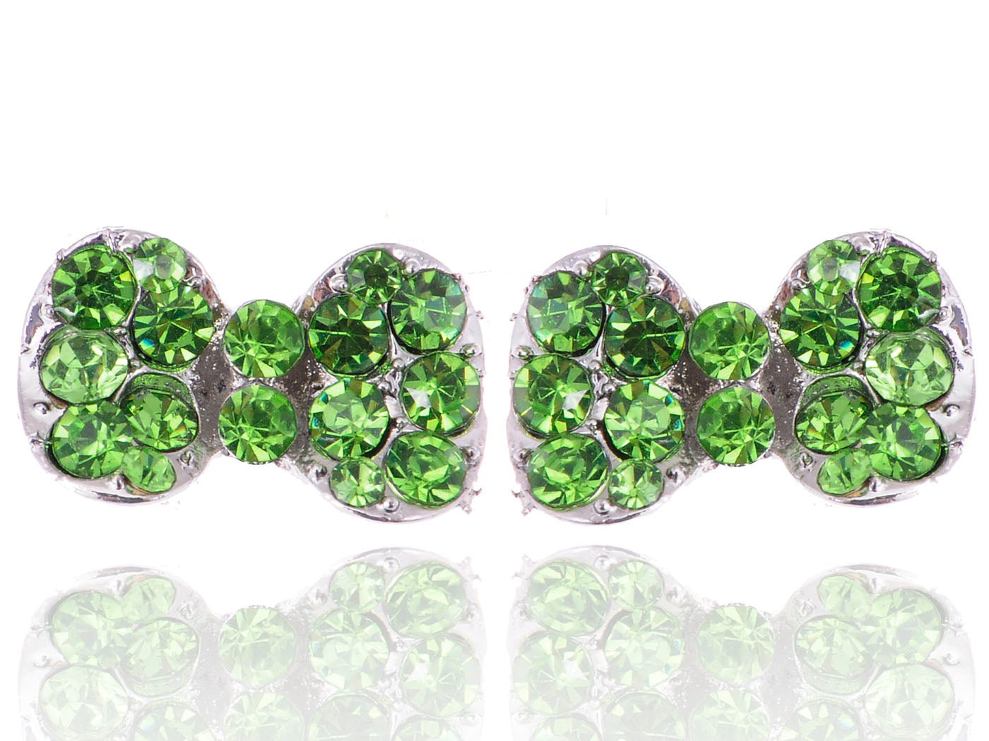 Peridot Emerald Green Fun Fat Cocktail Bow Tie Stud Earrings