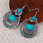Bohemian Egyptian Pattern Blue Turquoise Earrings