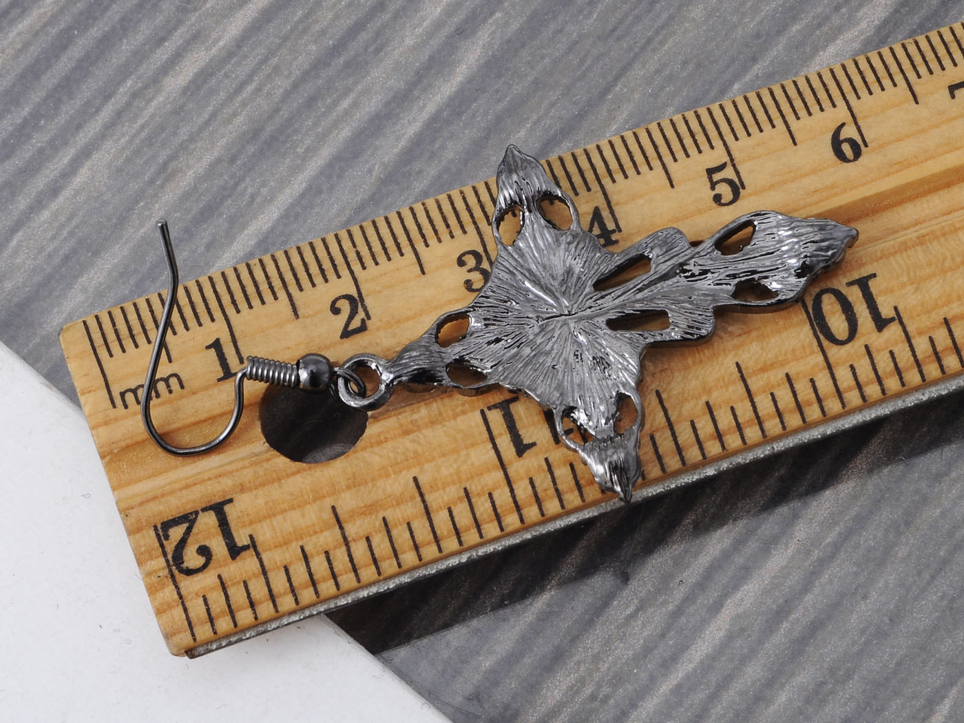 Gun Victorian Cross Hook Dangle Earrings