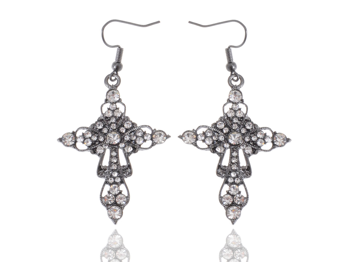 Gun Victorian Cross Hook Dangle Earrings