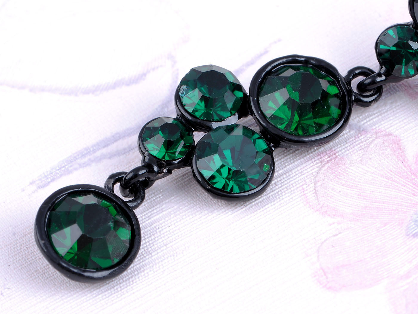 Emerald Green Orb Abstract Cluster Flower Dangle Drop Earrings