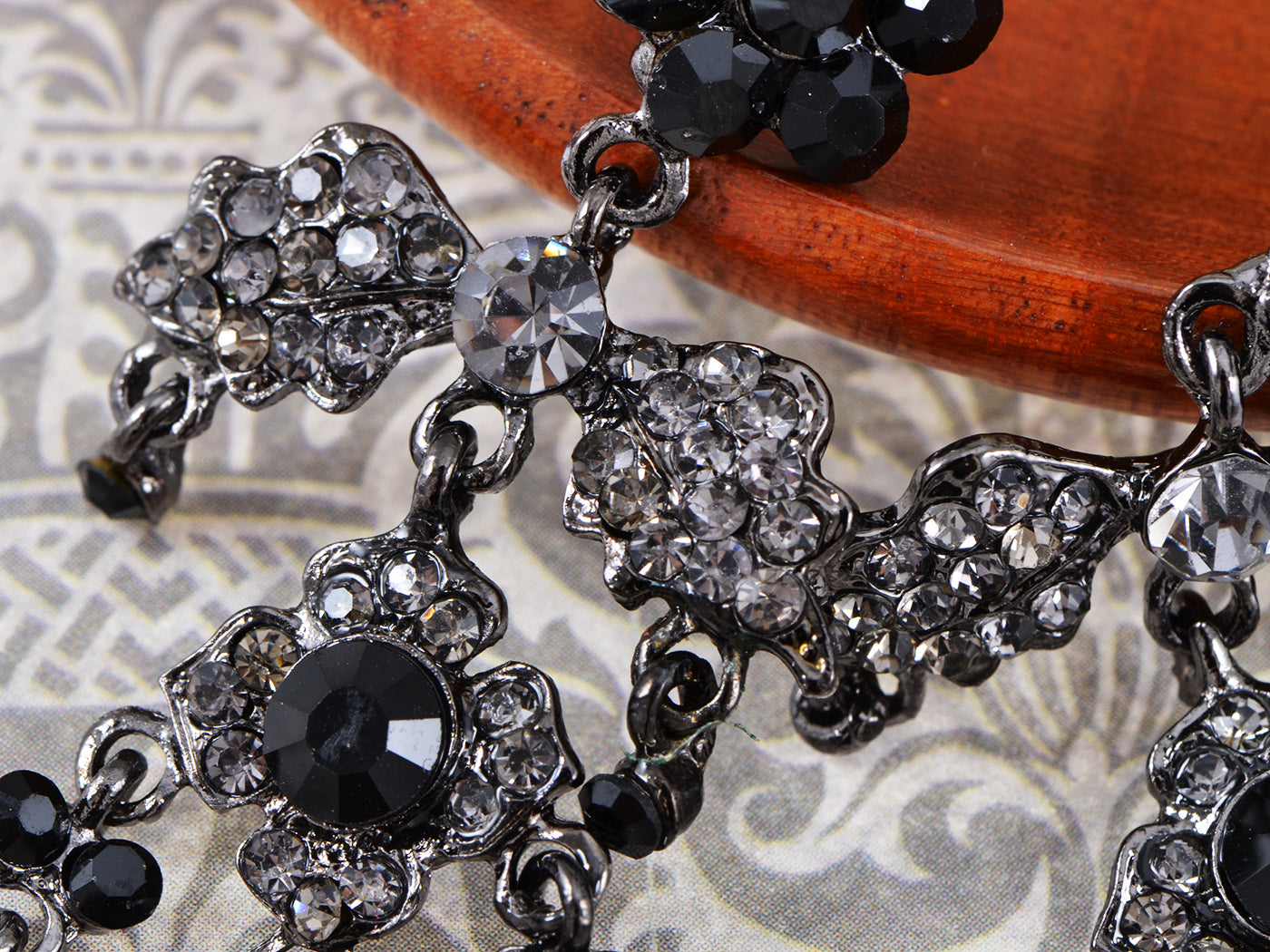 Gun Black Gothic Flower Leaf Dangle Earrings