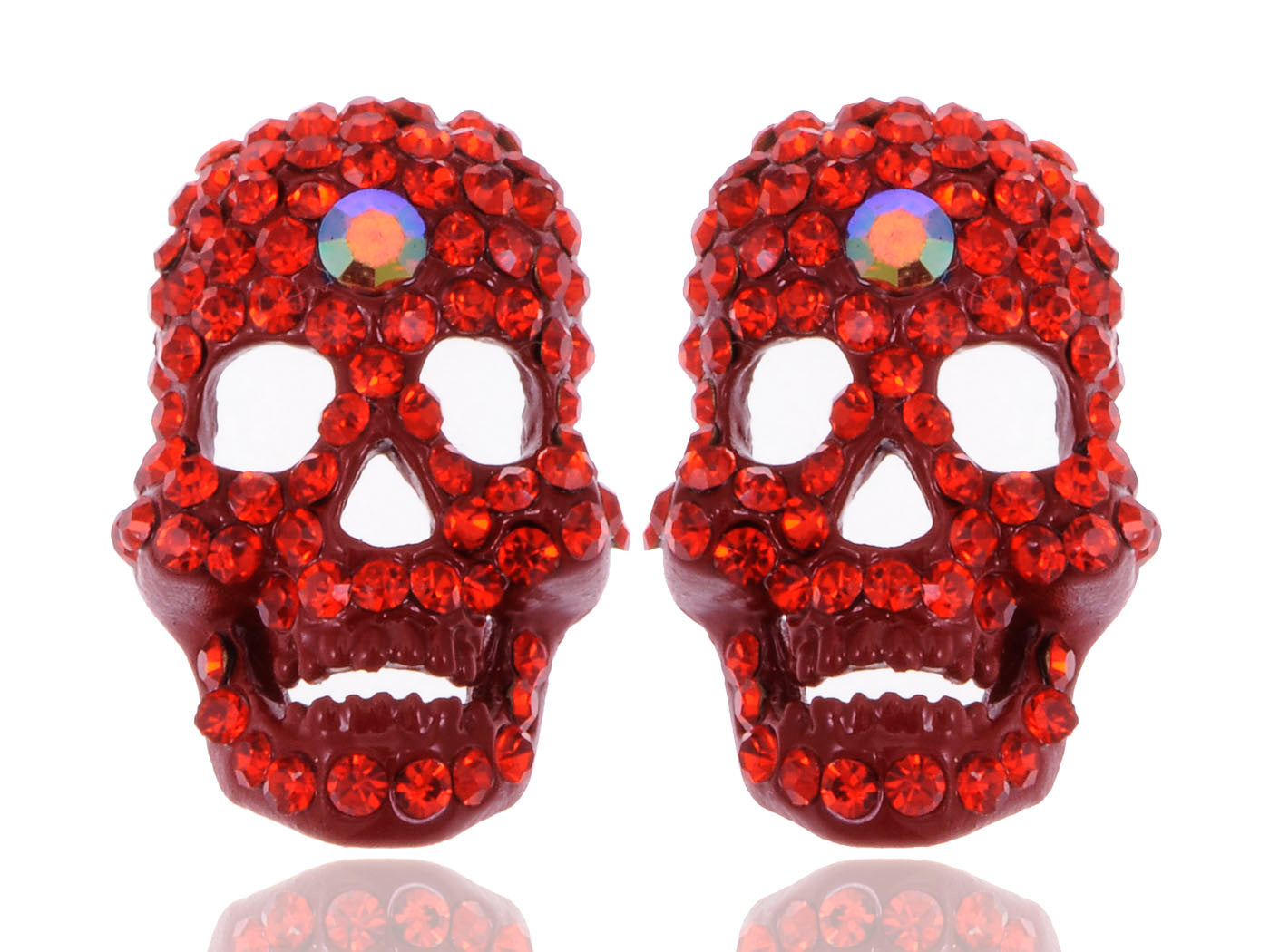 Grey Cutout Scary Skull Head Stud Earrings