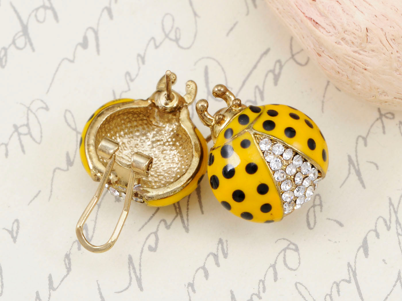 Fun Big Rounded Painted Ladybug Insect Stud Earrings