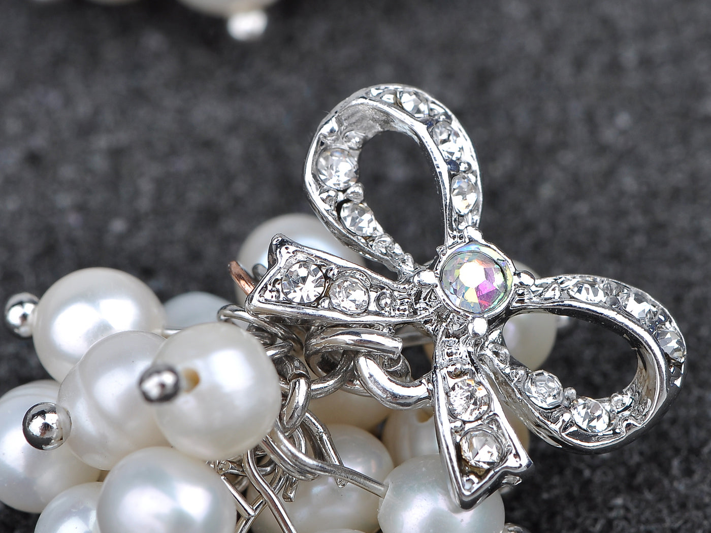 Petite Pearl Cluster Bow Pierced Earrings