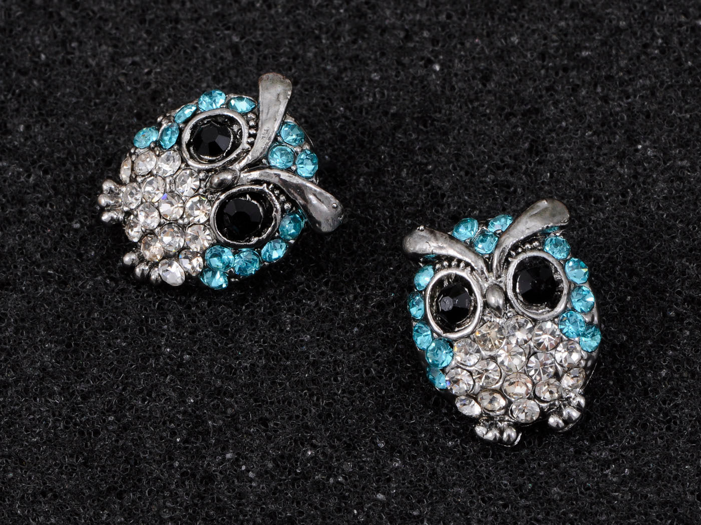 Light Blue Owl Bird Stud Earrings