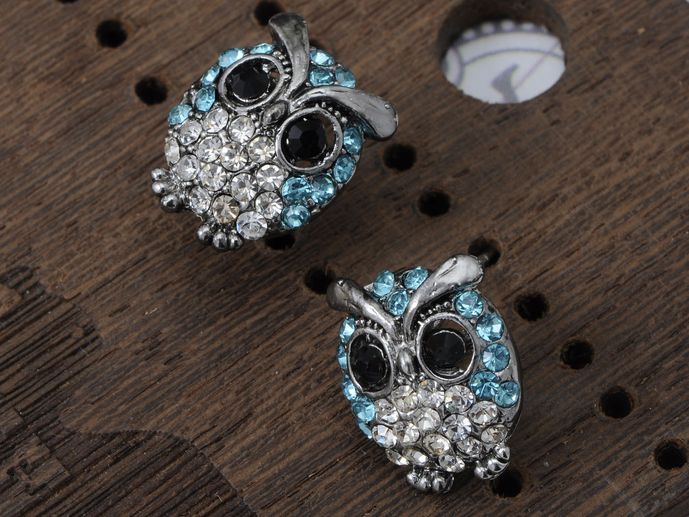 Light Blue Owl Bird Stud Earrings