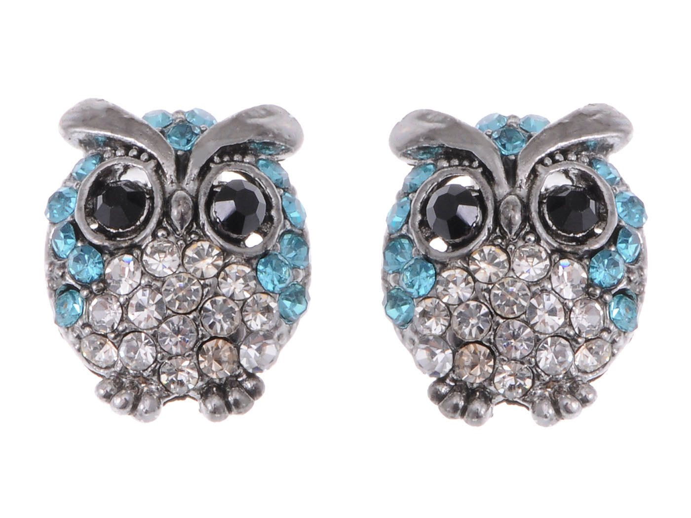 Light Blue Owl Bird Stud Earrings