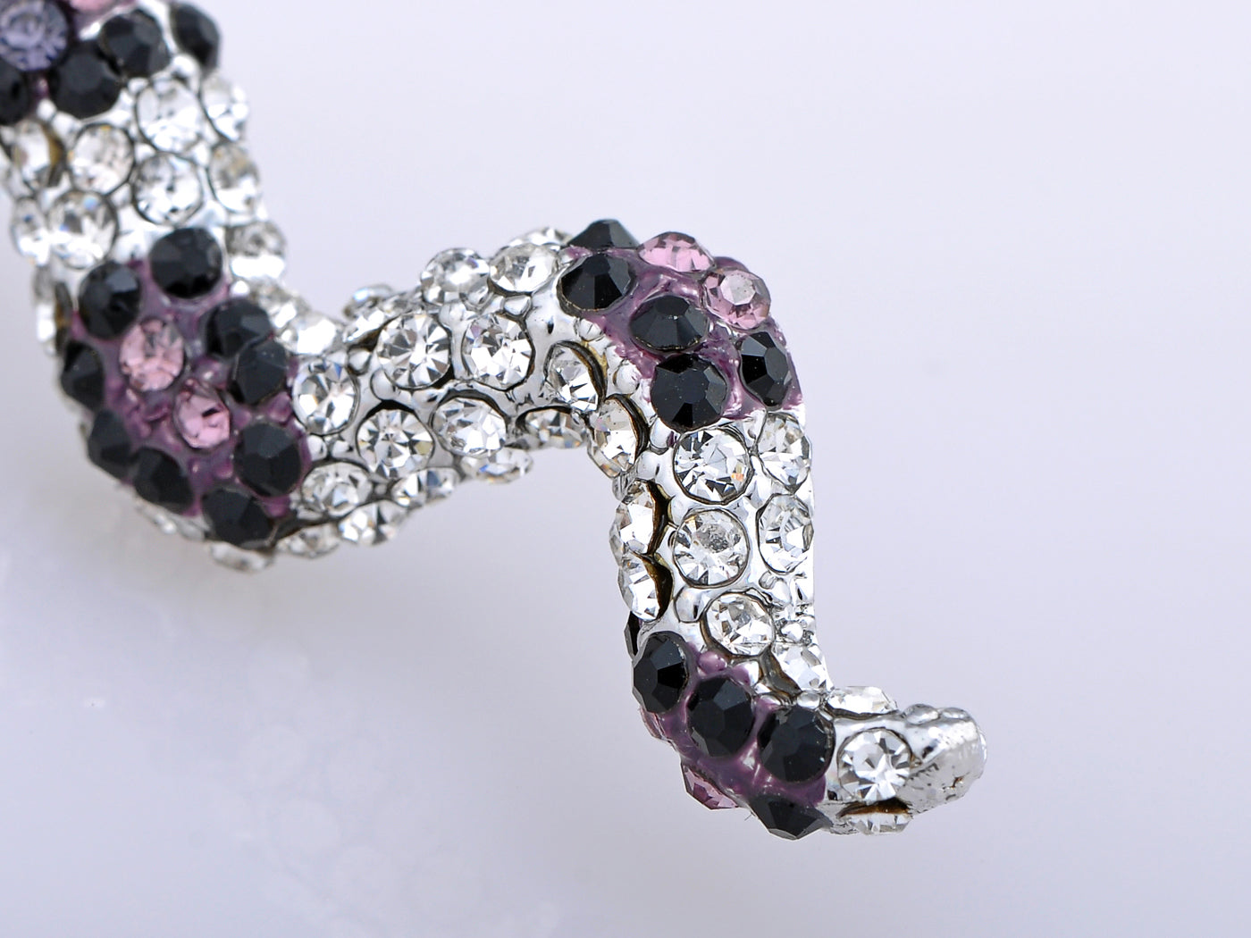 Alilang Silvery Tone Spotted Boa Constrictor Snake Crystal Rhinestone Element Dangle Earrings