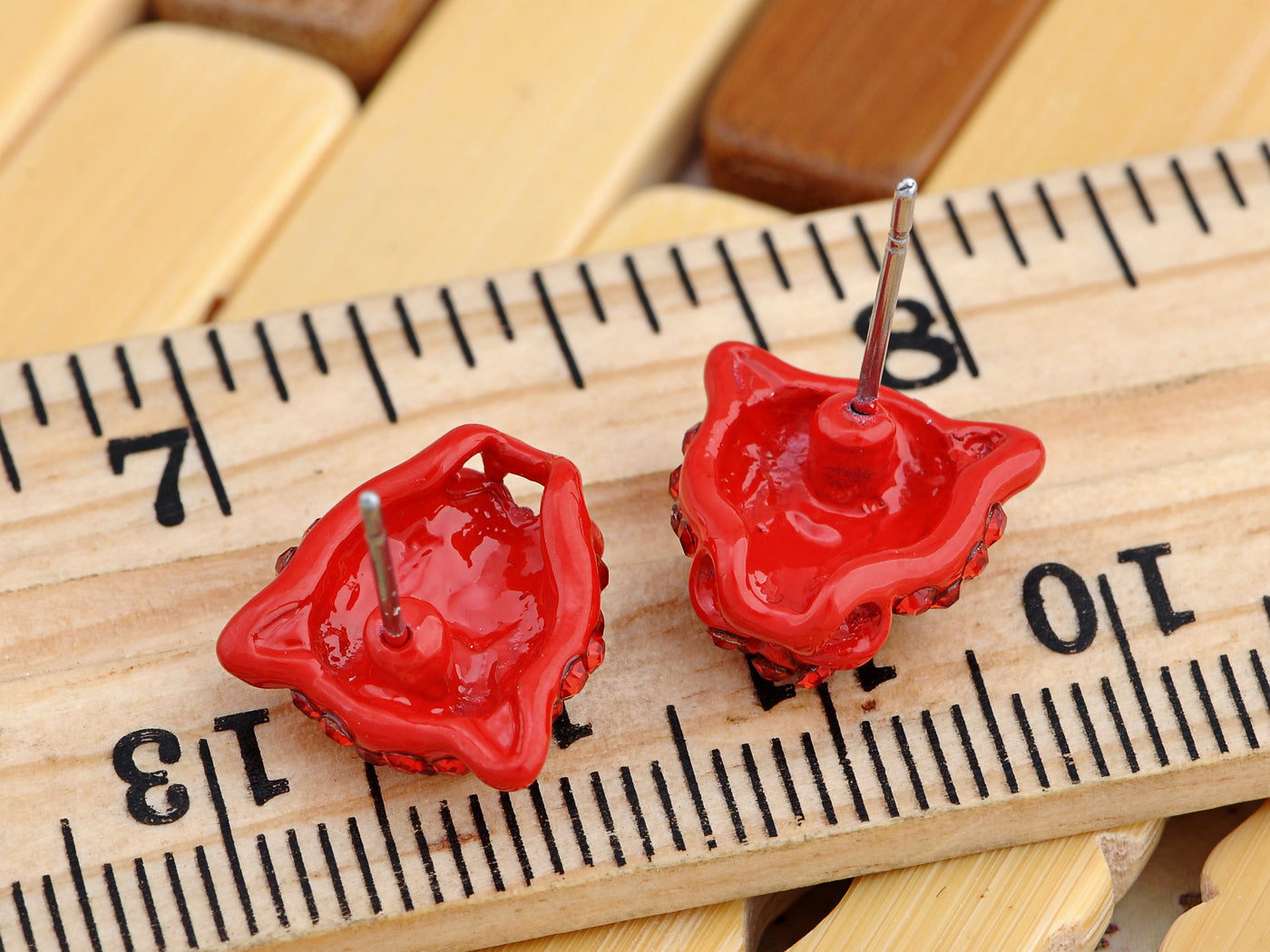 Red Colored Rare Demonic Devilish Jaguar Element Earrings