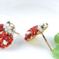 Ruby Red Crystal Ladybug Insect Stud Earrings